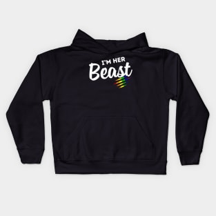 Lgbt Pride Rainbow Couples For Lesbians Im Her Beast Beauty Kids Hoodie